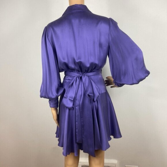 ZIMMERMANN Silk Wrap Mini Dress Violet Purple Size 1 / M / 6-8 - Picture 6 of 12